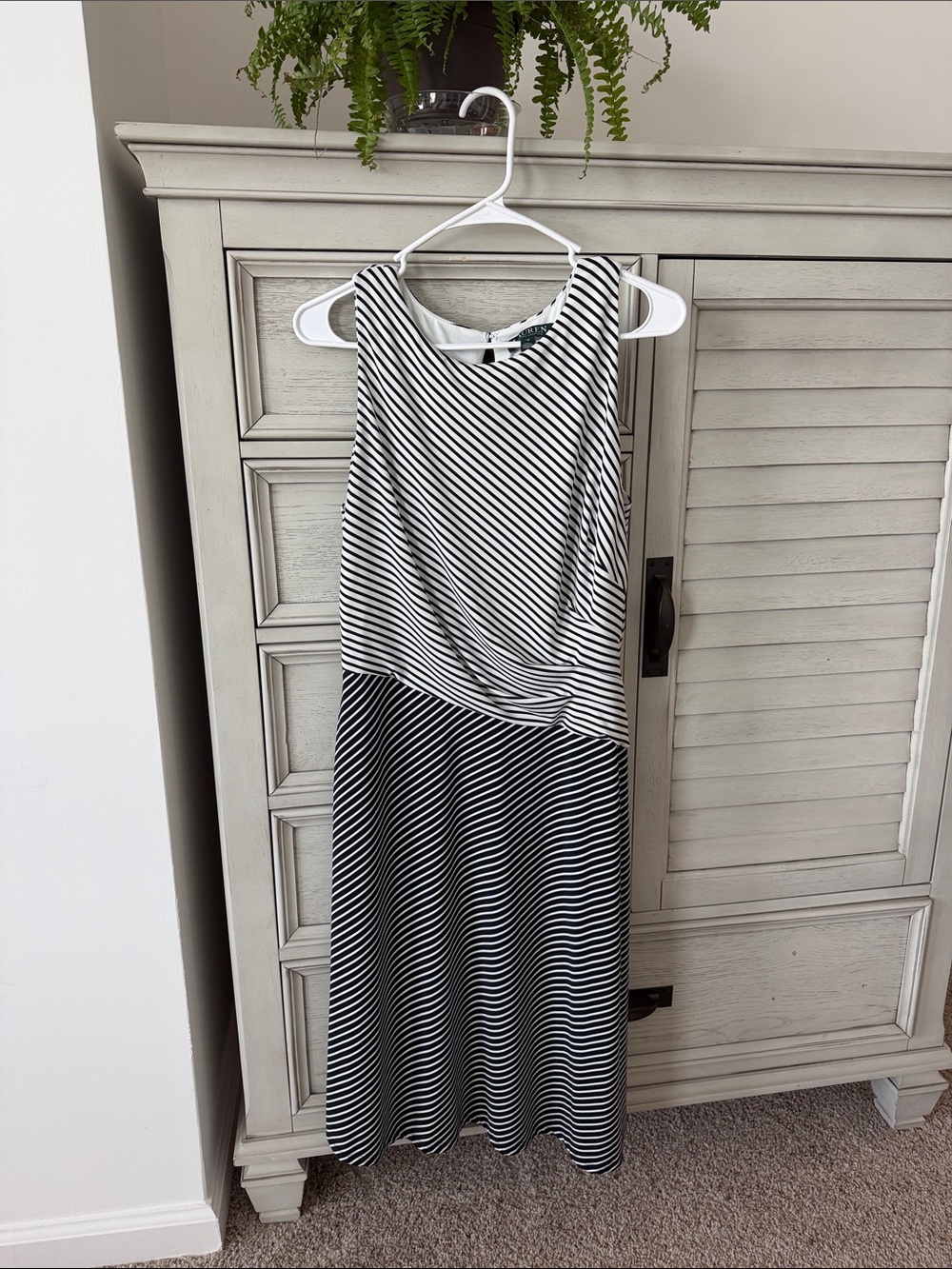 Ralph Lauren Black & White Striped Sleeveless Dress